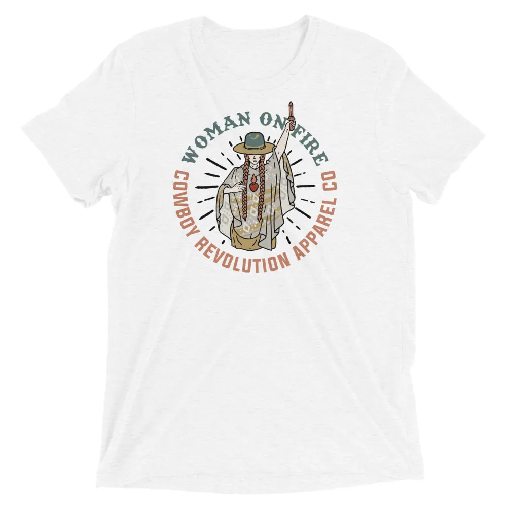 "Woman On Fire" Cowboy Revolution Unisex Short Sleeve Tri-Blend Tee