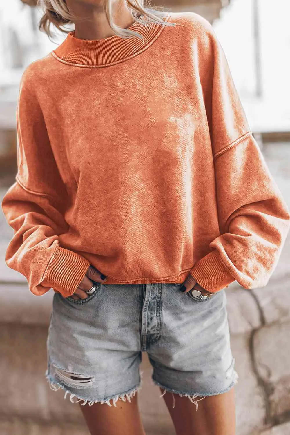 Round Neck Dropped Shoulder Sweatshirt