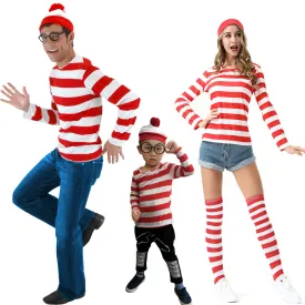 S-XXL Parent-Child Family Party Striped Smart Wari Men and Women Combination Festival Christmas Clothing