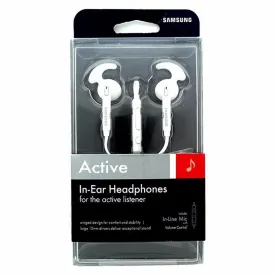 Samsung Active In-Ear Headphones with Microphone & Extra Ear Gels - White