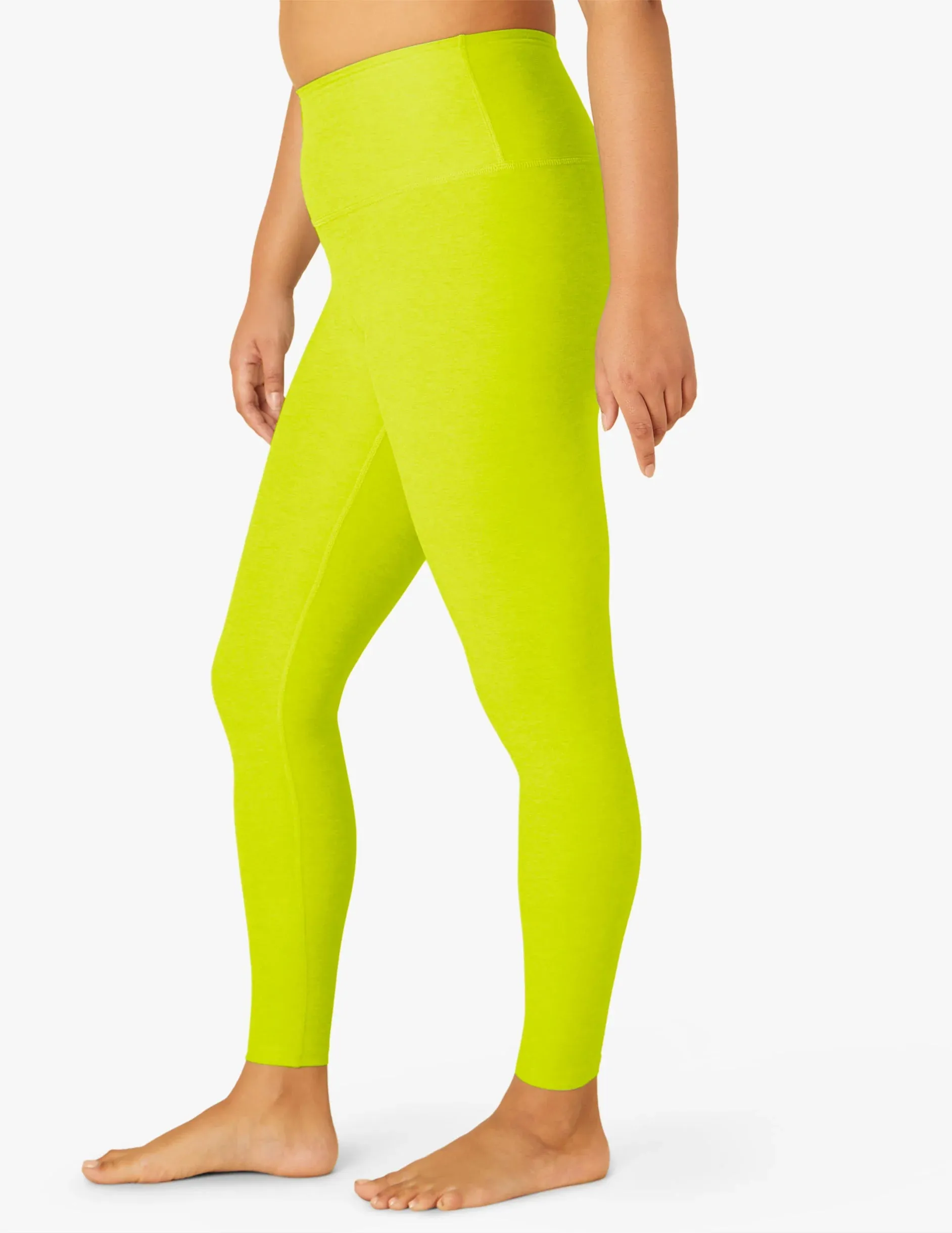 Spacedye Caught In The Midi High Waisted Legging in Chartreuse