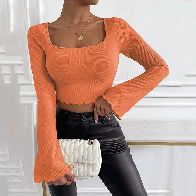 Square Neck Long Sleeve Tee - Chic Flare