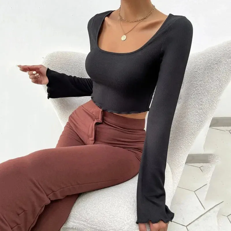 Square Neck Long Sleeve Tee - Chic Flare