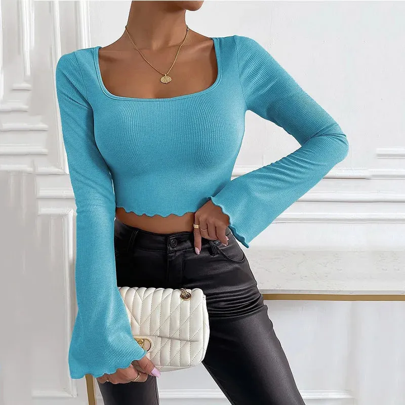 Square Neck Long Sleeve Tee - Chic Flare