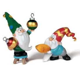 The Ashton-Drake Galleries The Christmas Tree Gnome Figure Collection Issue #1: Bauble and Bolster Gnomes Handcrafted Resin Gnomes with Story Cards & Fabric Accents 4-Inches