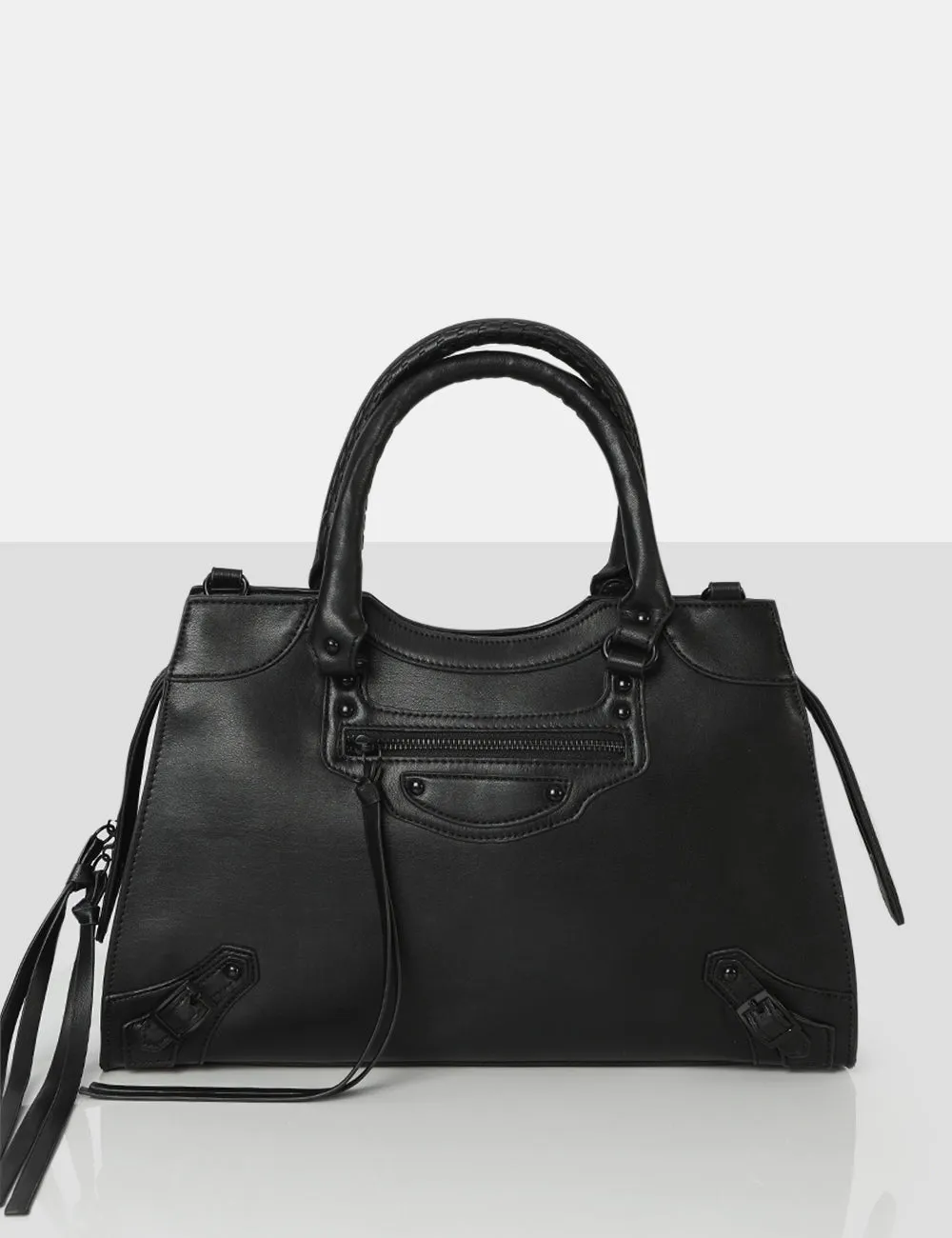 The Willa Black Zip detail Tote Bag