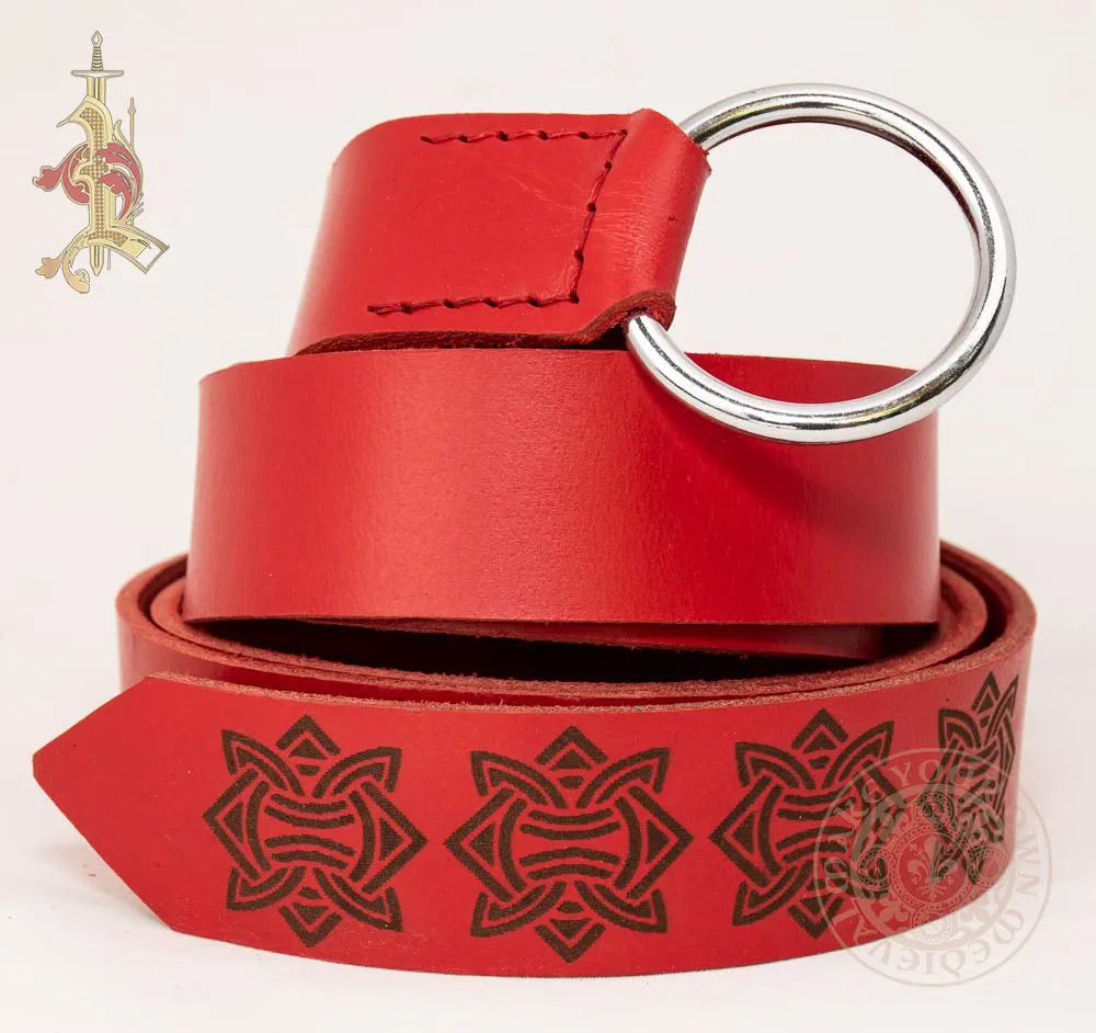 Viking LARP Ring Belt in Red - With Knotwork Design