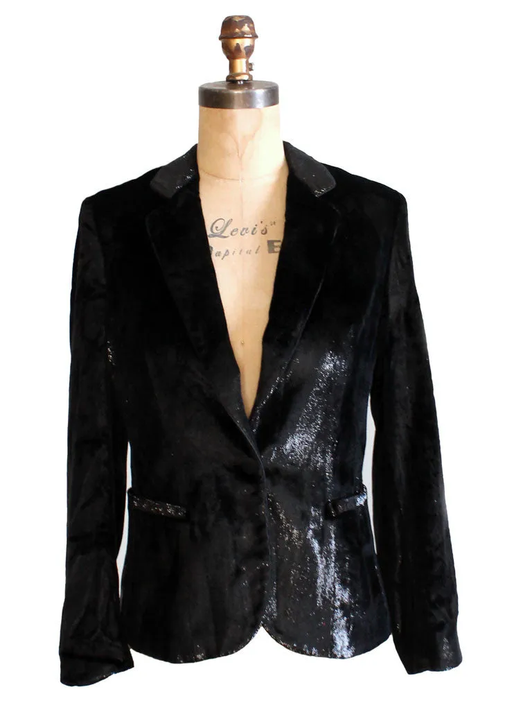 Vintage 1990s Giorgio Armani Black Shimmer Blazer