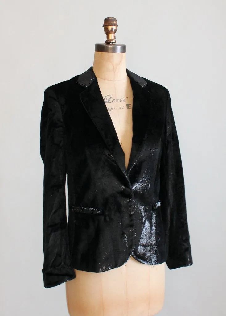 Vintage 1990s Giorgio Armani Black Shimmer Blazer