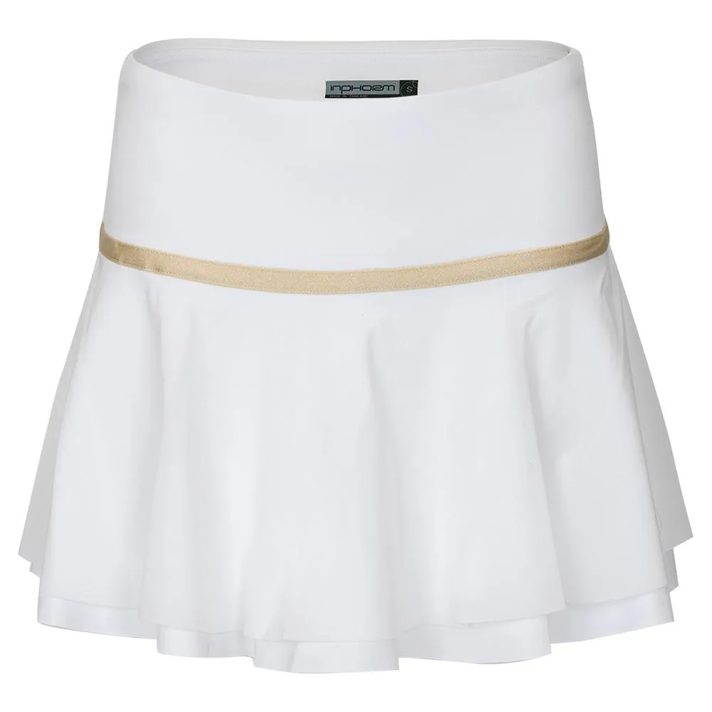 Women`s Harlow 13.5 Inch Tennis Skort White and Silver Sand