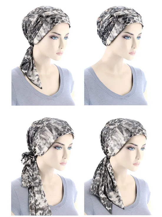 WPS-876#Head Wrap Scarf Navy Crepe Chiffon