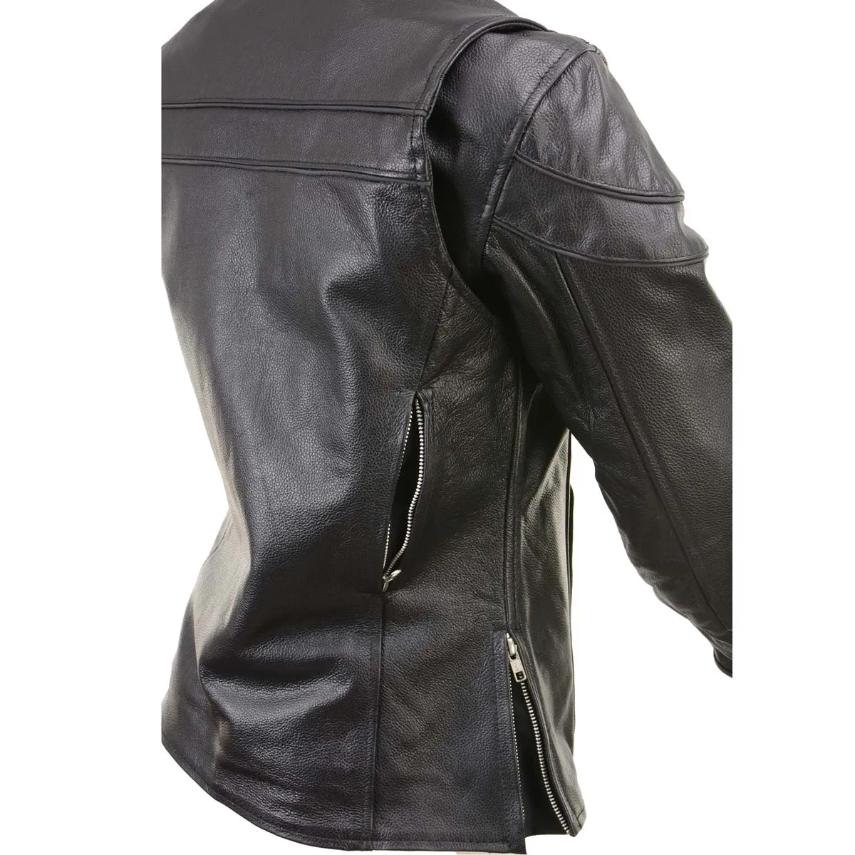 Xelement XS6332 Women's 'Road Queen' Black Premium Leather Motorcycle Rider Jacket with X-Armor Protection