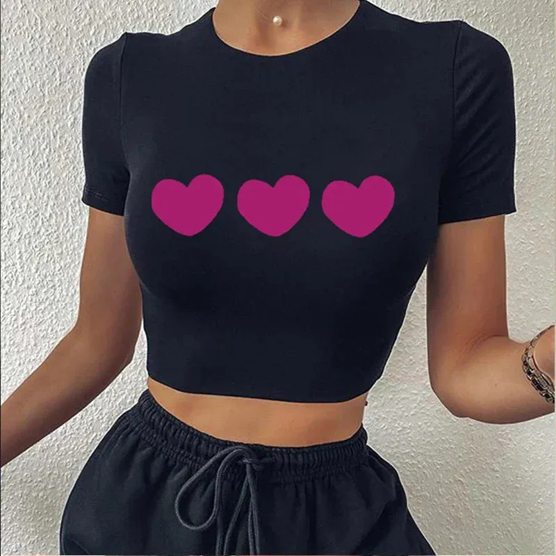 Y2K Graphic Heart Custom Crop Top Fairy Grunge Crop Top